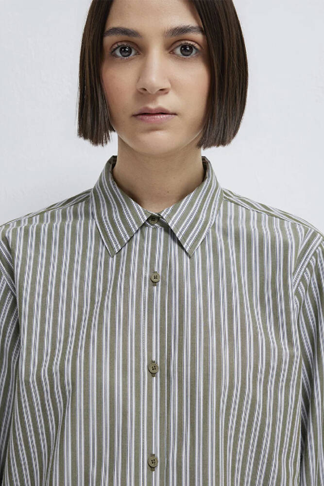 Kadın Uzun Kollu Dokuma Gömlek 1211386-85171 Yeşil 