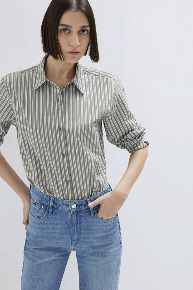 Kadın Uzun Kollu Dokuma Gömlek 1211386-85171 Yeşil 