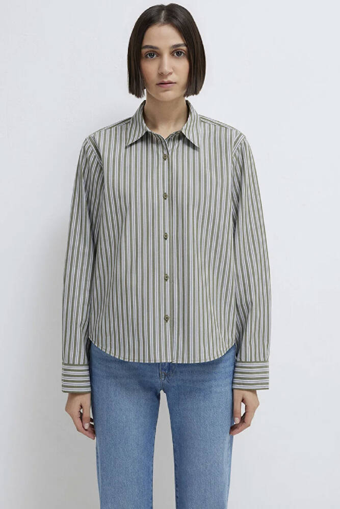 Kadın Uzun Kollu Dokuma Gömlek 1211386-85171 Yeşil 