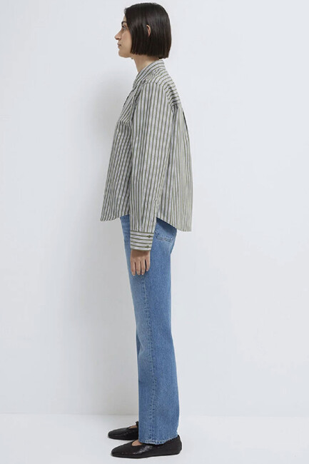 Kadın Uzun Kollu Dokuma Gömlek 1211386-85171 Yeşil - Thumbnail