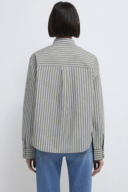 Kadın Uzun Kollu Dokuma Gömlek 1211386-85171 Yeşil - Thumbnail