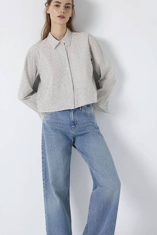 Kadın Uzun Kollu Dokuma Gömlek 1211394-84014 Beyaz 