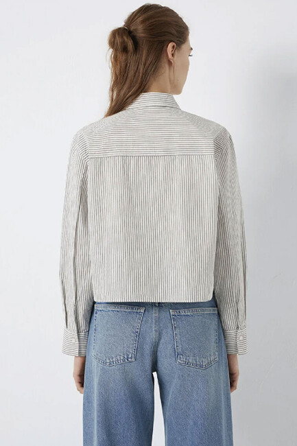 Kadın Uzun Kollu Dokuma Gömlek 1211394-84014 Beyaz - Thumbnail