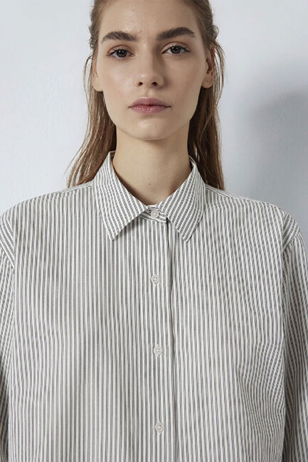 Kadın Uzun Kollu Dokuma Gömlek 1211394-84014 Beyaz - Thumbnail