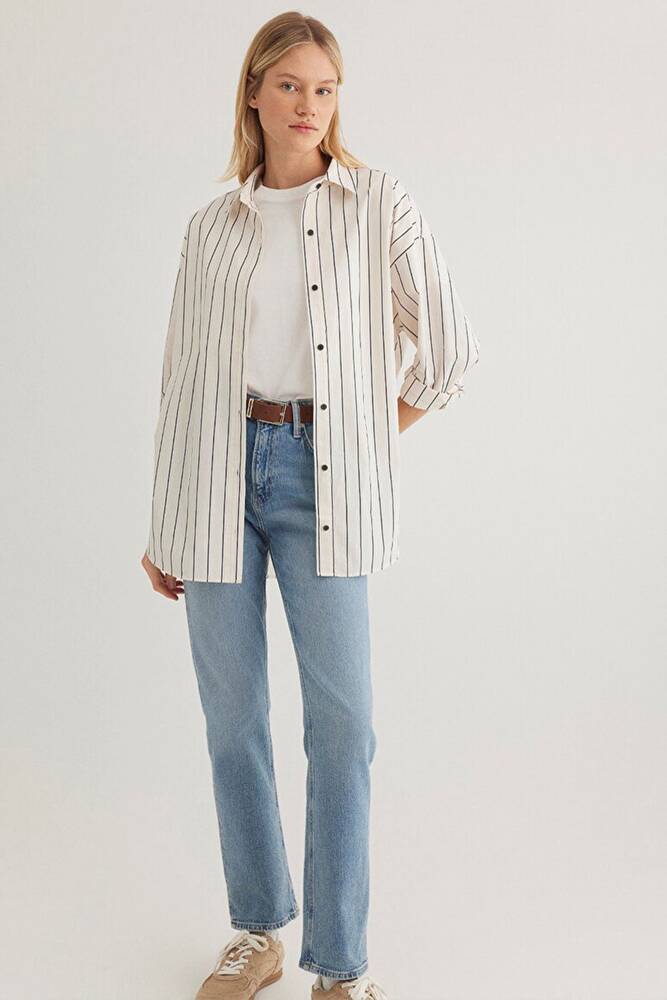 Kadın Uzun Kollu Gömlek 1210421-89319 Ekru 