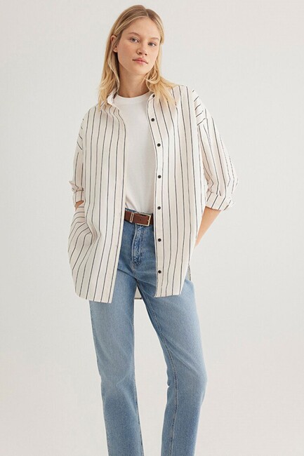 Kadın Uzun Kollu Gömlek 1210421-89319 Ekru (3)