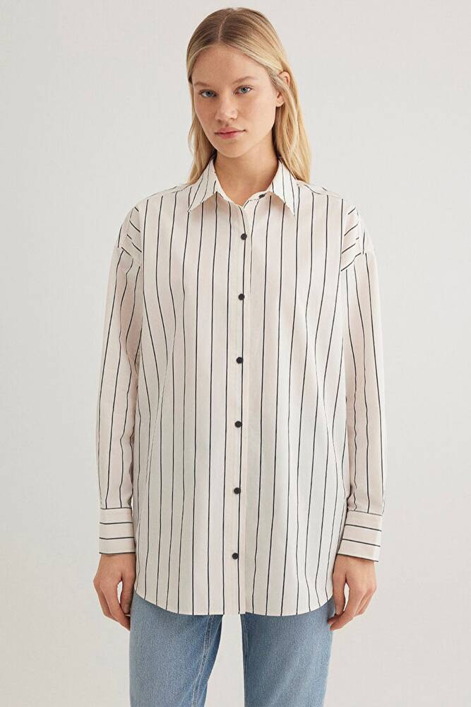 Kadın Uzun Kollu Gömlek 1210421-89319 Ekru 