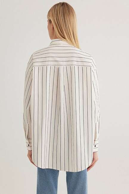 Kadın Uzun Kollu Gömlek 1210421-89319 Ekru - Thumbnail