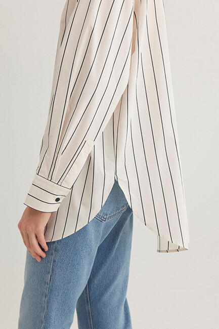 Kadın Uzun Kollu Gömlek 1210421-89319 Ekru - Thumbnail