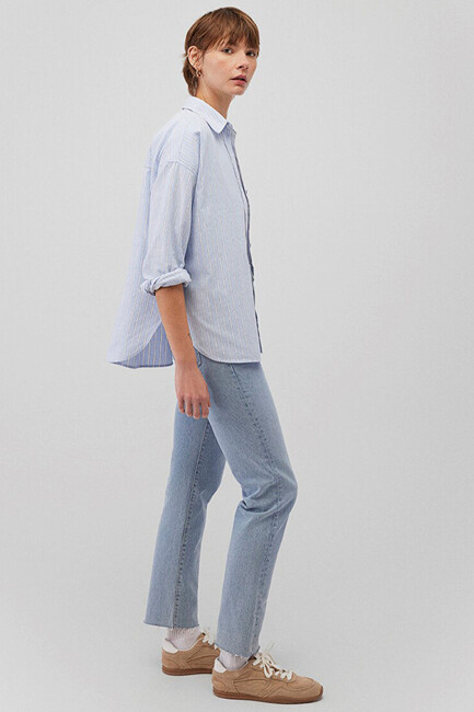 Kadın Uzun Kollu Gömlek 1210647-84005 Mavi (1)
