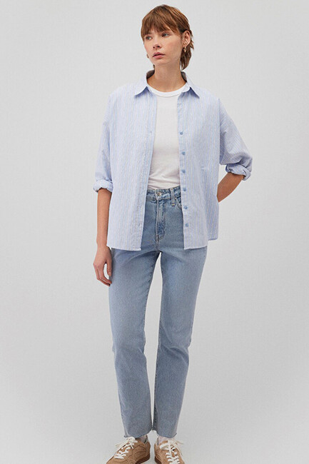 Kadın Uzun Kollu Gömlek 1210647-84005 Mavi (2)