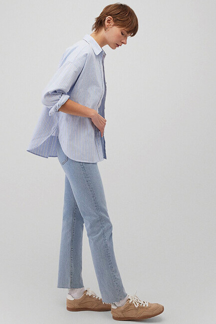 Kadın Uzun Kollu Gömlek 1210647-84005 Mavi (3)