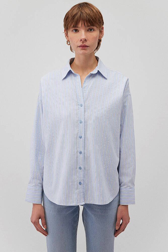 Kadın Uzun Kollu Gömlek 1210647-84005 Mavi 