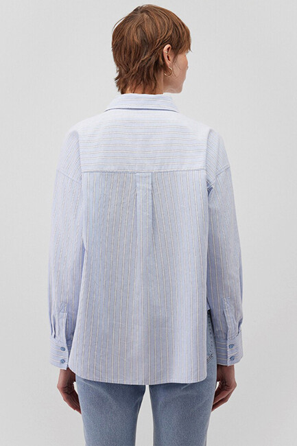 Kadın Uzun Kollu Gömlek 1210647-84005 Mavi - Thumbnail