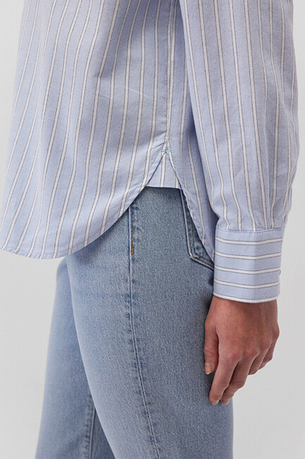 Kadın Uzun Kollu Gömlek 1210647-84005 Mavi - Thumbnail