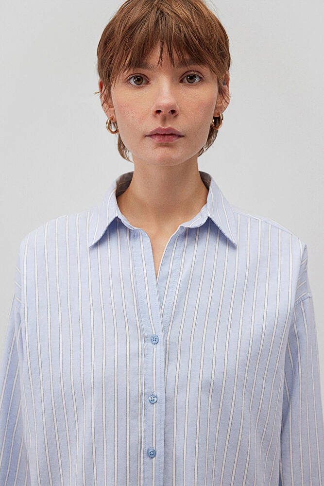 Kadın Uzun Kollu Gömlek 1210647-84005 Mavi 