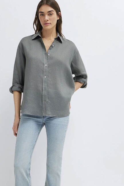 Kadın Uzun Kollu Gömlek 1210747-70132 Yeşil (1)