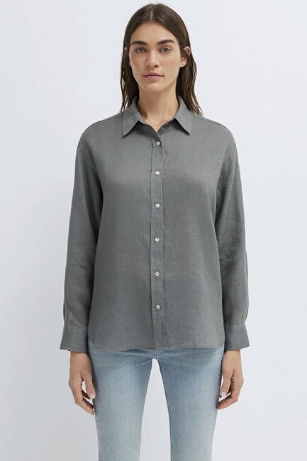 Kadın Uzun Kollu Gömlek 1210747-70132 Yeşil - Thumbnail