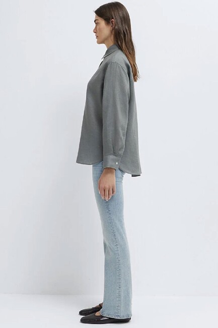 Kadın Uzun Kollu Gömlek 1210747-70132 Yeşil - Thumbnail