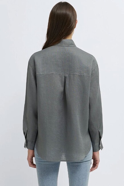 Kadın Uzun Kollu Gömlek 1210747-70132 Yeşil - Thumbnail