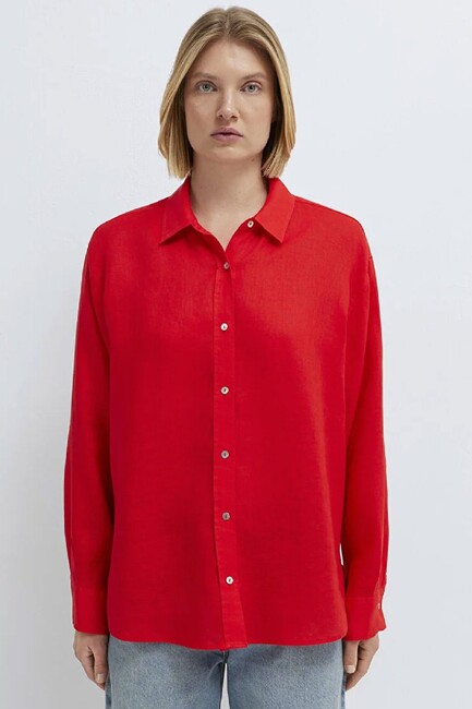 Kadın Uzun Kollu Gömlek 1210747-70474 Kırmızı - Thumbnail