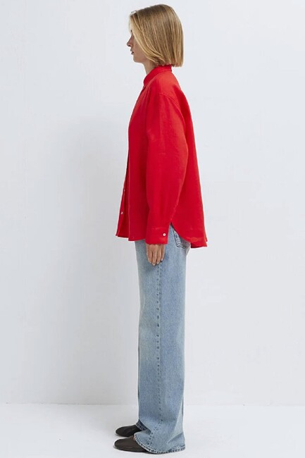 Kadın Uzun Kollu Gömlek 1210747-70474 Kırmızı - Thumbnail