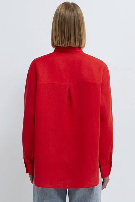 Kadın Uzun Kollu Gömlek 1210747-70474 Kırmızı - Thumbnail