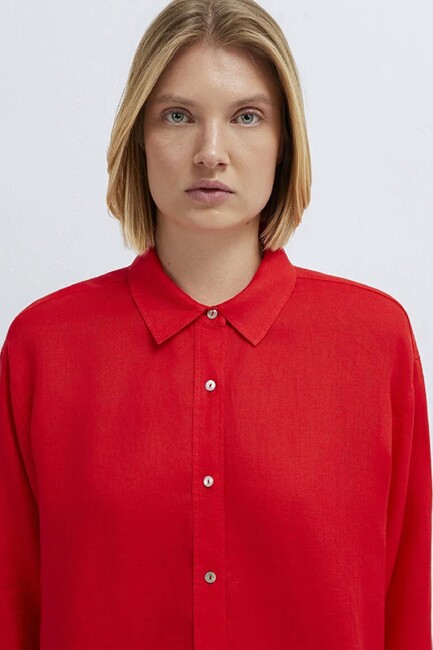 Kadın Uzun Kollu Gömlek 1210747-70474 Kırmızı - Thumbnail
