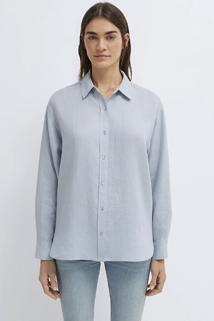 Kadın Uzun Kollu Gömlek 1210747-70802 Mavi (3)