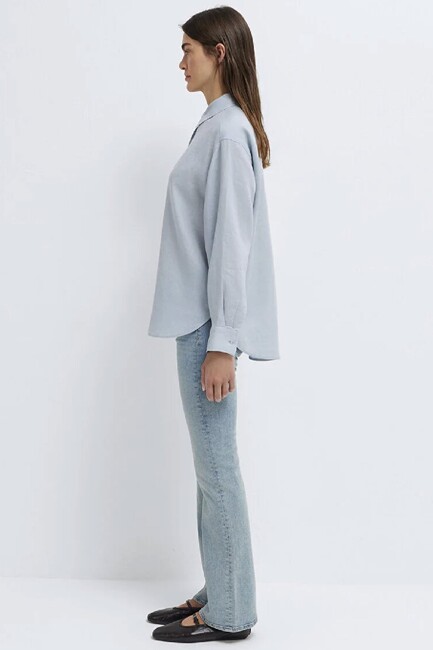 Kadın Uzun Kollu Gömlek 1210747-70802 Mavi - Thumbnail