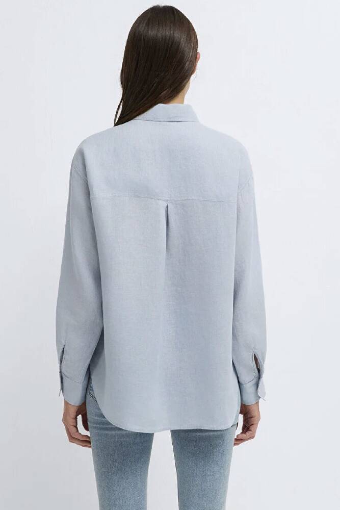 Kadın Uzun Kollu Gömlek 1210747-70802 Mavi 