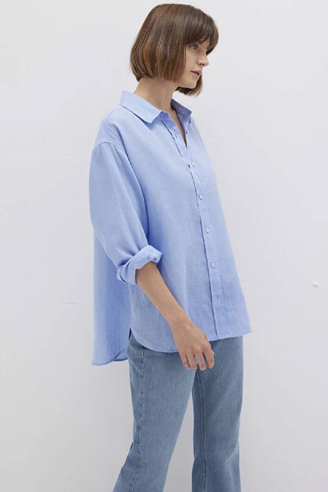 Kadın Uzun Kollu Gömlek 1210747-80874 Mavi 