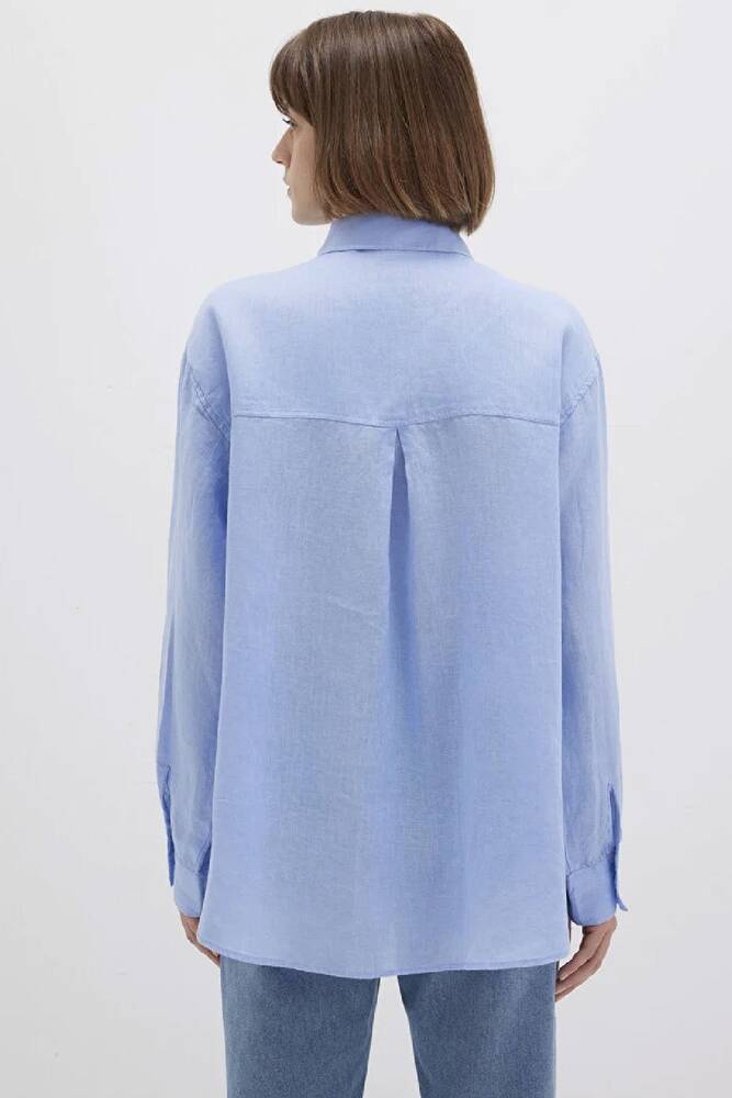 Kadın Uzun Kollu Gömlek 1210747-80874 Mavi 