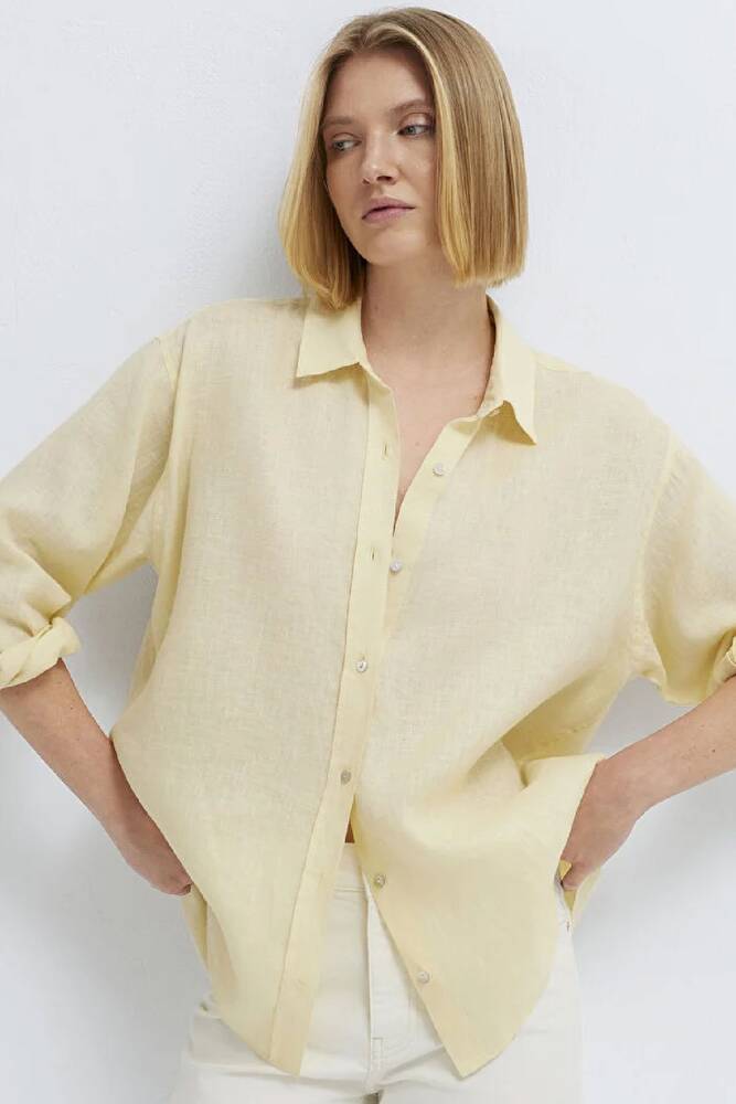 Kadın Uzun Kollu Gömlek 1210747-84571 Sarı 