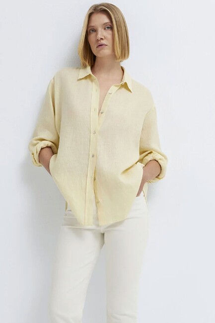 Kadın Uzun Kollu Gömlek 1210747-84571 Sarı (2)