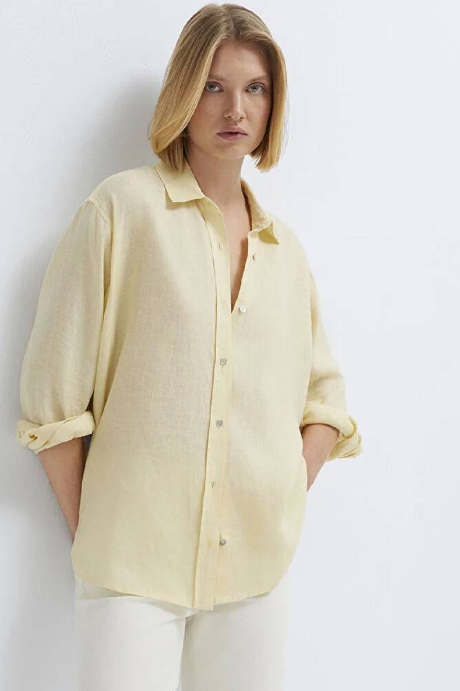 Kadın Uzun Kollu Gömlek 1210747-84571 Sarı 