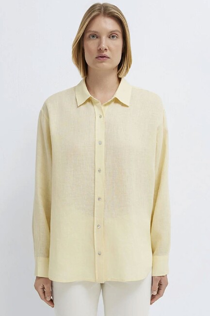 Kadın Uzun Kollu Gömlek 1210747-84571 Sarı - Thumbnail