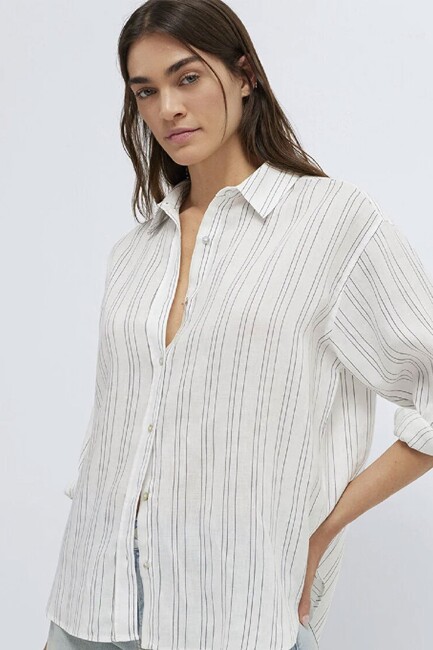 Kadın Uzun Kollu Gömlek 1210748-81510 Beyaz (1)