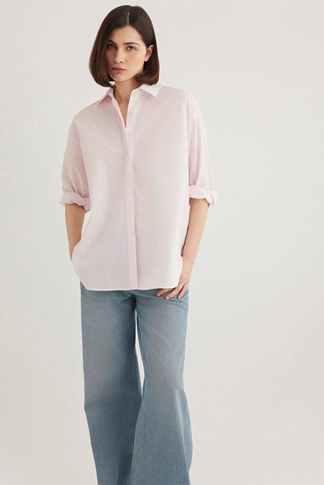 Kadın Uzun Kollu Gömlek 1210887-70989 Pembe 