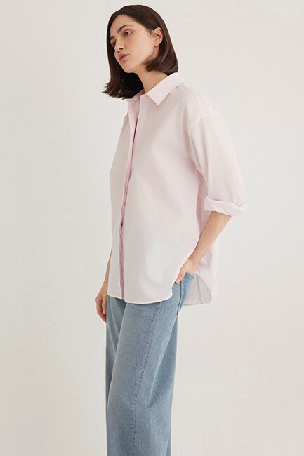 Kadın Uzun Kollu Gömlek 1210887-70989 Pembe (2)