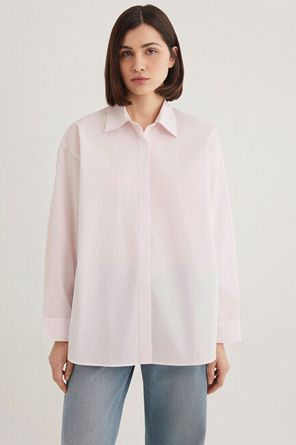 Kadın Uzun Kollu Gömlek 1210887-70989 Pembe - Thumbnail