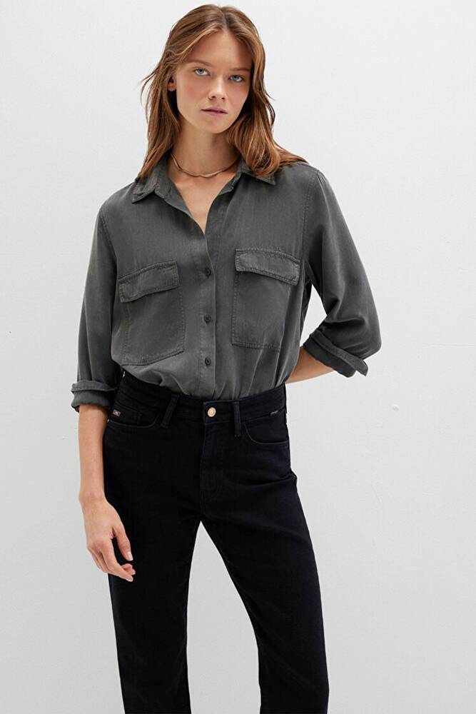 Kadın Uzun Kollu Gömlek 1210951-70088 Gri 