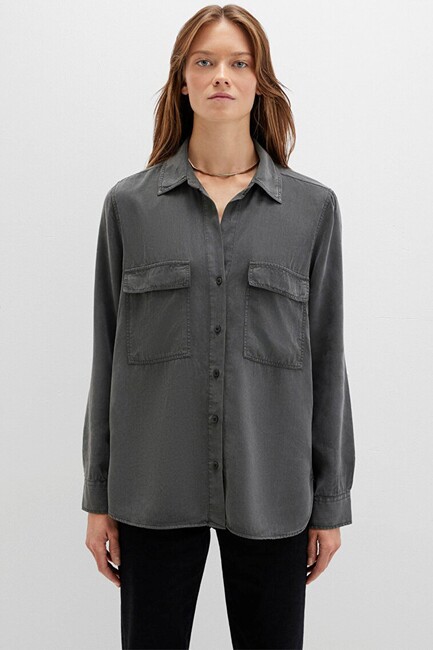 Kadın Uzun Kollu Gömlek 1210951-70088 Gri - Thumbnail