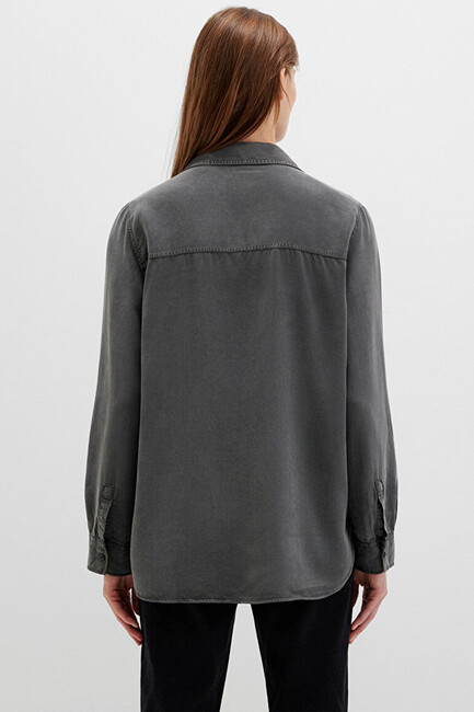 Kadın Uzun Kollu Gömlek 1210951-70088 Gri - Thumbnail