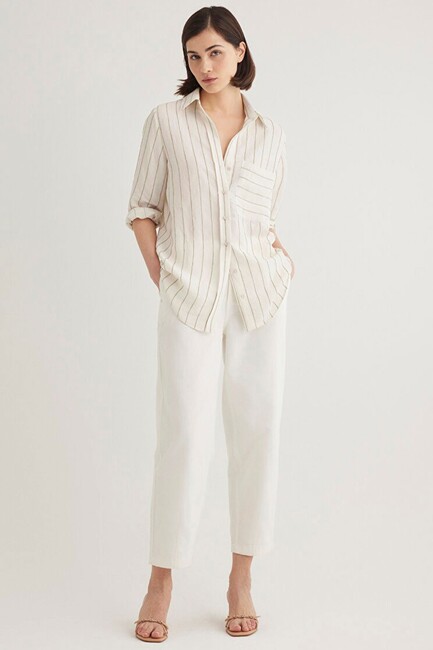 Kadın Uzun Kollu Gömlek 1211015-84006 Haki (1)