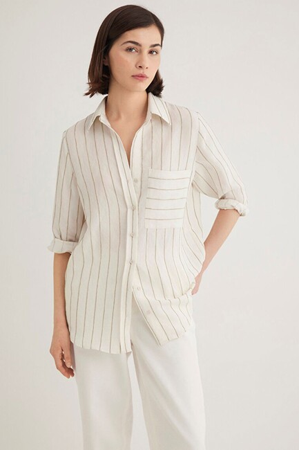 Kadın Uzun Kollu Gömlek 1211015-84006 Haki (2)