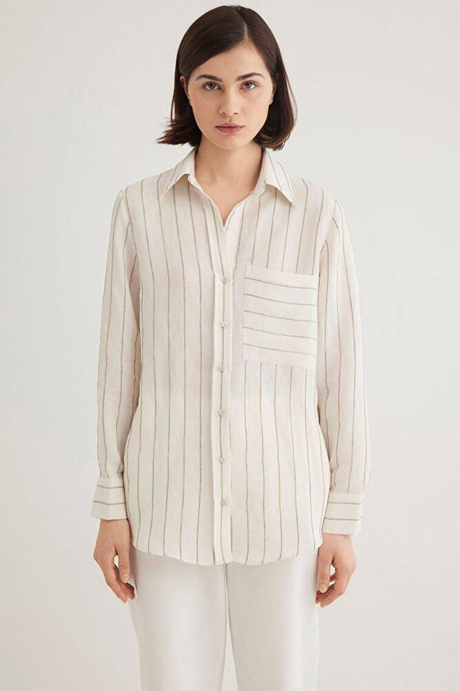 Kadın Uzun Kollu Gömlek 1211015-84006 Haki 