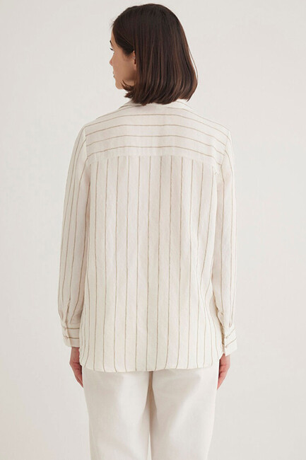 Kadın Uzun Kollu Gömlek 1211015-84006 Haki - Thumbnail