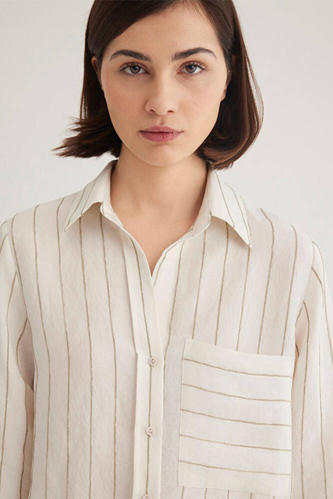 Kadın Uzun Kollu Gömlek 1211015-84006 Haki 