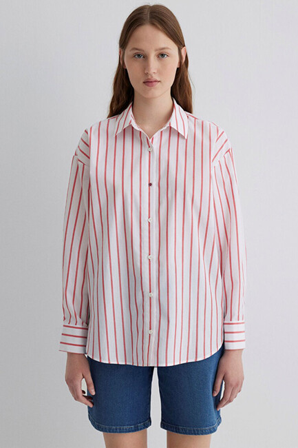 Kadın Uzun Kollu Gömlek 1211116-84494 Kırmızı (3)